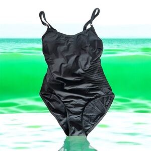 Calvin Klein Elegant Black Swimsuit One Piece Side Ruched Size 6
